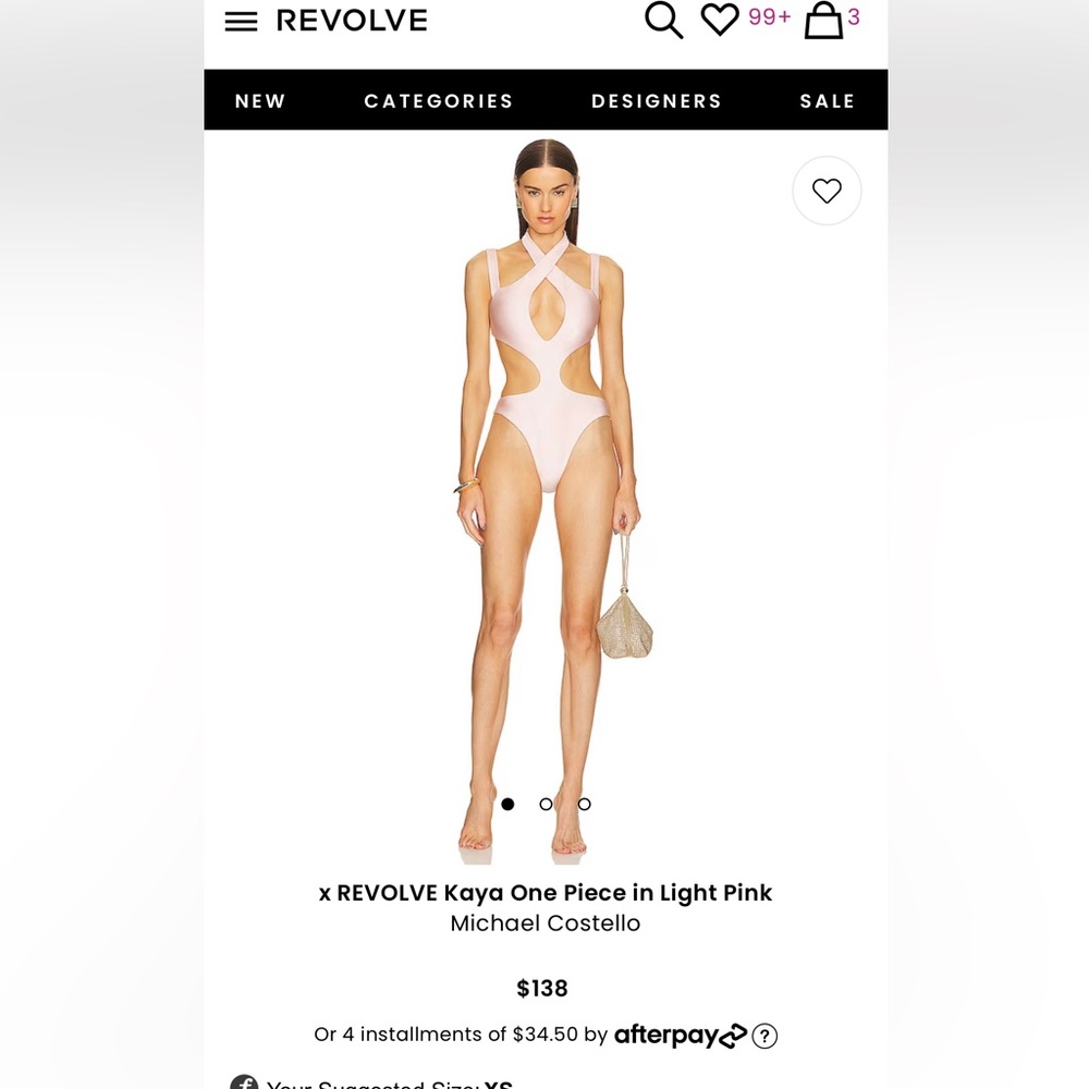 michael costello kaya one piece swimsuit in light pink, nwt